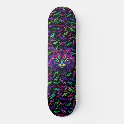 Neonkatze Skateboard (Vorderseite)