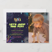 Neonkinder Trampolin Park Foto Geburtstag Einladung (Vorderseite)