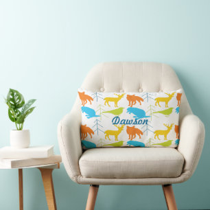 Neonkissenpilz für Vintage moderne Fox- und Birds- Lendenkissen