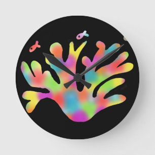 Neonkoralle runde wanduhr