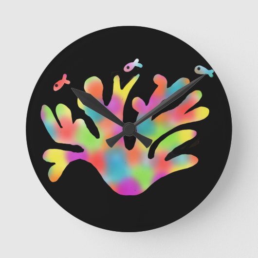 Neonkoralle runde wanduhr (Vorderseite)