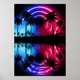 Neonlandschaft: Palmen & Arche Poster