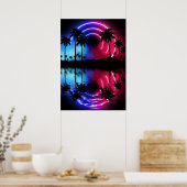 Neonlandschaft: Palmen & Arche Poster (Küche)