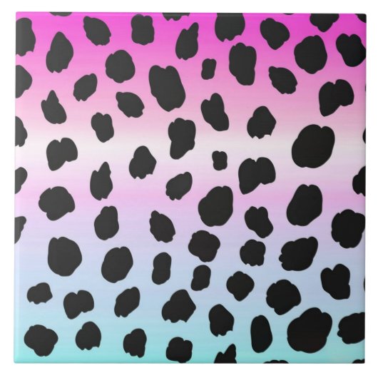 Neonleopard Regenbogen Weichfarben Keramik Tile Fliese (Vorderseite)