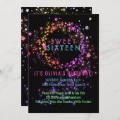 Neonleuchte im dunklen Party| Süß 16 Einladung (Vorne/Hinten)