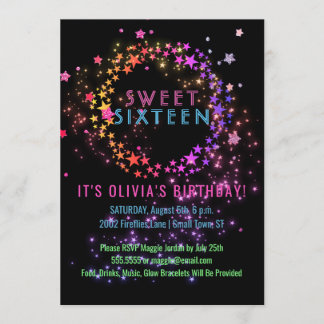 Neonleuchte im dunklen Party| Süß 16 Einladung