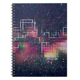 Neonleuchten und geometrisch nahtloses Muster Notizblock