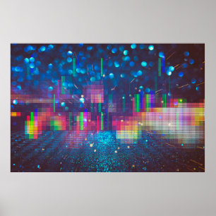 Neonleuchten und geometrisch nahtloses Muster Poster