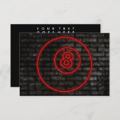 Neonlicht eightball einladung (Vorne/Hinten)