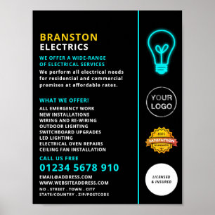 Neonlicht, elektrische Werbung Poster