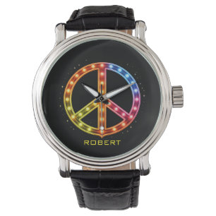 Neonlicht Friedenszeichen Unisex Armbanduhr