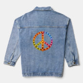 Neonlicht Friedenszeichen Unisex Jeansjacke (Rückseite)