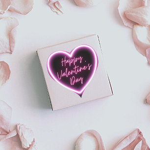 Neonlicht, Frohen Valentinstag Herz-Aufkleber