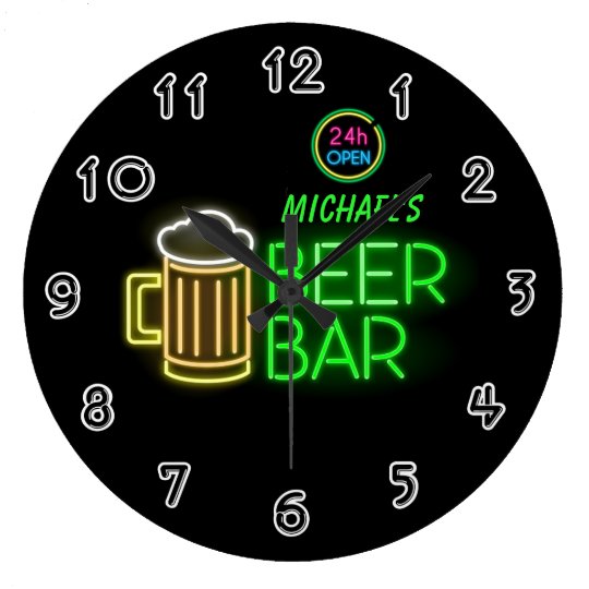 Neonlicht-privates Zuhause-personalisierte Bar-Uhr Große Wanduhr