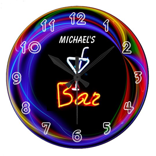 Neonlicht-privates Zuhause-personalisierte Bar-Uhr Große Wanduhr