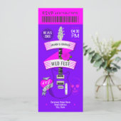 Neonlicht-Rock-’n’-Roll-Hochzeitsticket Einladung (Stehend Vorderseite)