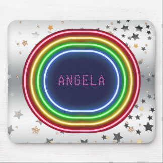 Neonlicht-silbernes Gold hat mit Monogramm | in Mousepad