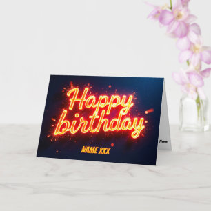 Neonlicht-Style-Geburtstagsdesign Karte