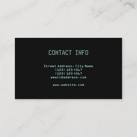 Neonlicht-Zeichenartabdeckung Visitenkarte (Rückseite)