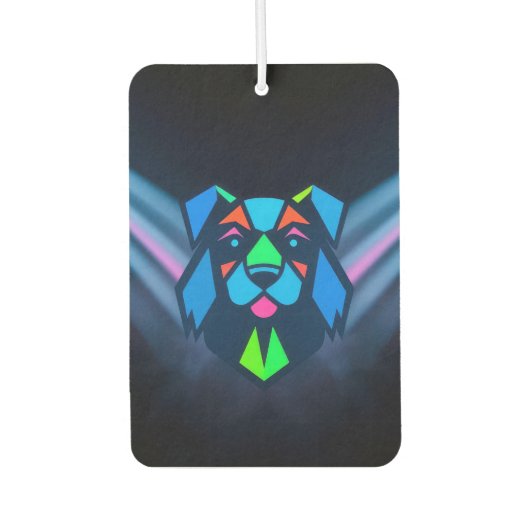 Neonlichter blauer Hund Autolufterfrischer (Vorderseite)