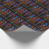 Neonlichter in dunkler Bowlingbahn Geschenkpapier (Ecke)