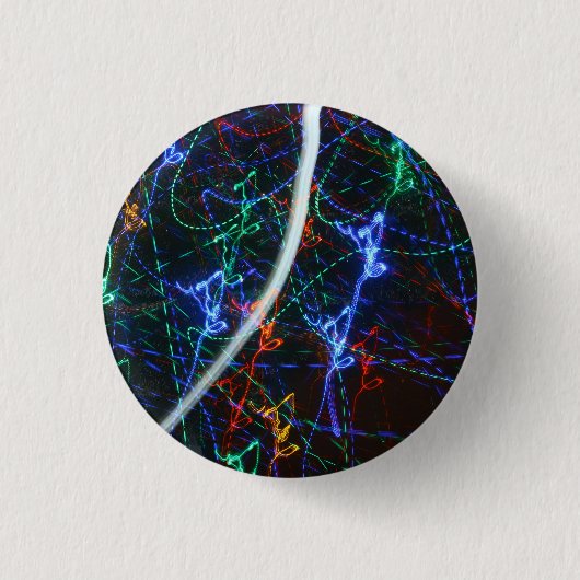 Neonlichtspuren abstrakte Fotografie. Cyberpunk  Button (Vorderseite)