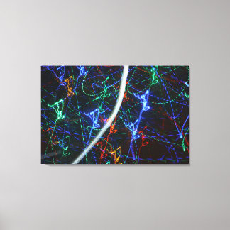 Neonlichtspuren abstrakte Fotografie. Cyberpunk Leinwanddruck