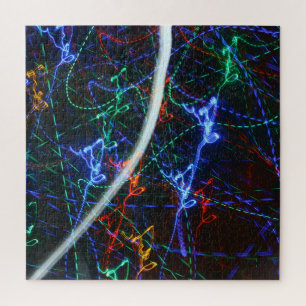 Neonlichtspuren abstrakte Fotografie. Cyberpunk  Puzzle