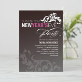 NEONLILA BLÜHEN %PIPE% EINLADUNG SYLVESTERABENDS (Stehend Vorderseite)