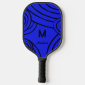 NeonLine 1 Blue Editable Name & Initials Pickleball Schläger (Rückseite)