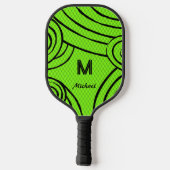 NeonLine 1 Green Editable Name & Initials Pickleball Schläger (Rückseite)