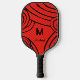 NeonLine 1 Red Editable Name & Initials Pickleball Schläger