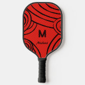NeonLine 1 Red Editable Name & Initials Pickleball Schläger (Rückseite)