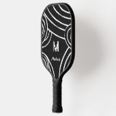 NeonLine 1 Schwarz bearbeitbare Namen und Initiale Pickleball Schläger (Links)