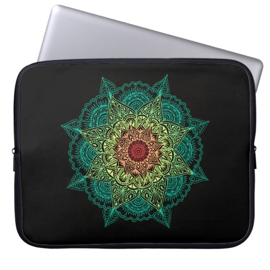 NeonMandala-Entwurf Laptopschutzhülle (Vorderseite)