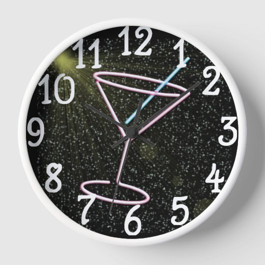 Neonmartini-Getränkentwurf Bar-Küchen-Wand-Uhr Wanduhr (Vorderseite)