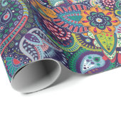 Neonmehrfarbenblumenpaisley-Muster Geschenkpapier (Rolleneckpunkt)