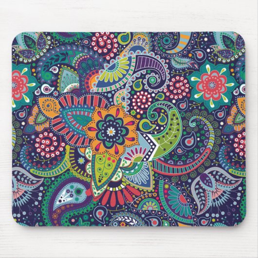 Neonmehrfarbenblumenpaisley-Muster Mousepad (Vorne)