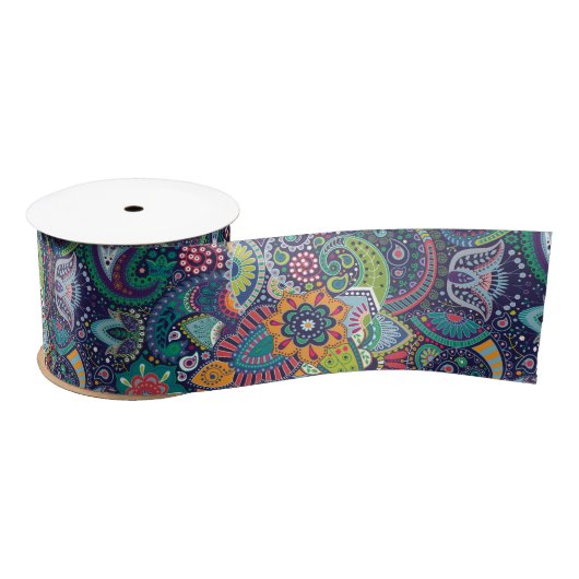 Neonmehrfarbenblumenpaisley-Muster Satinband (Spule)