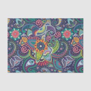 Neonmehrfarbenblumenpaisley-Muster Seidenpapier