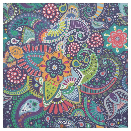 Neonmehrfarbenblumenpaisley-Muster Stoff (Muster)