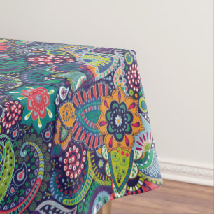 Neonmehrfarbenblumenpaisley-Muster Tischdecke