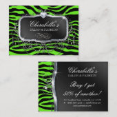 Neonmode-Salonzebra-Glitzer-Grün modern Visitenkarte (Vorne/Hinten)