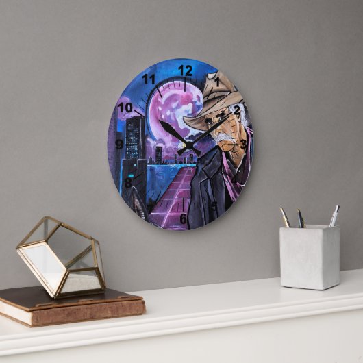 Neonmond-Gemälde von Alfred Fox Große Wanduhr (Büro)