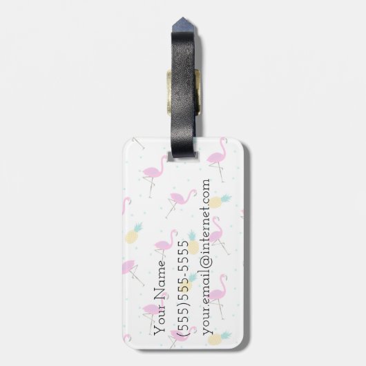 Neonmonogramm der flamingo-| gepäckanhänger (Rückseite vertikal)