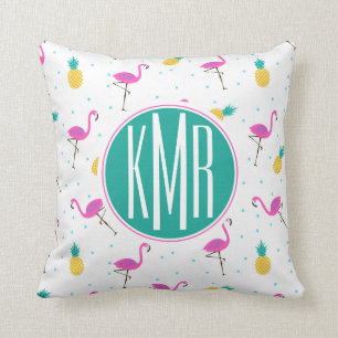 Neonmonogramm der flamingo-  kissen