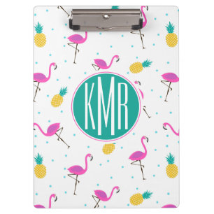 Neonmonogramm der flamingo-  klemmbrett