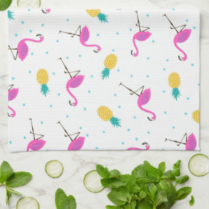 Neonmonogramm der flamingo- küchentuch