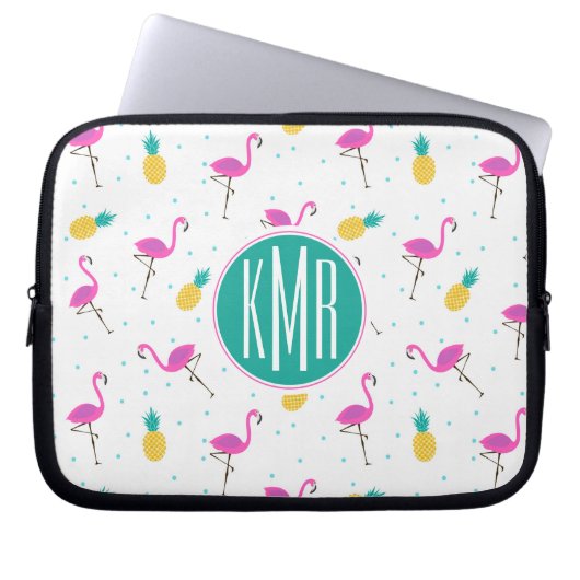 Neonmonogramm der flamingo-| laptopschutzhülle (Vorderseite)
