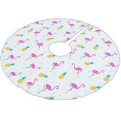 Neonmonogramm der flamingo-| polyester weihnachtsbaumdecke (Schrägansicht)